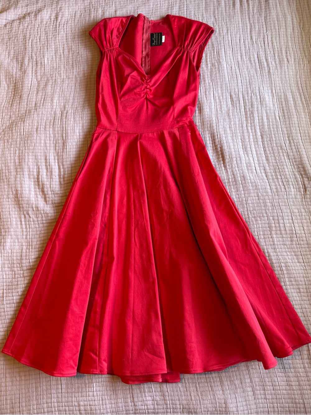 Pinup Couture Vibrant Red Vintage-Style Midi Dress